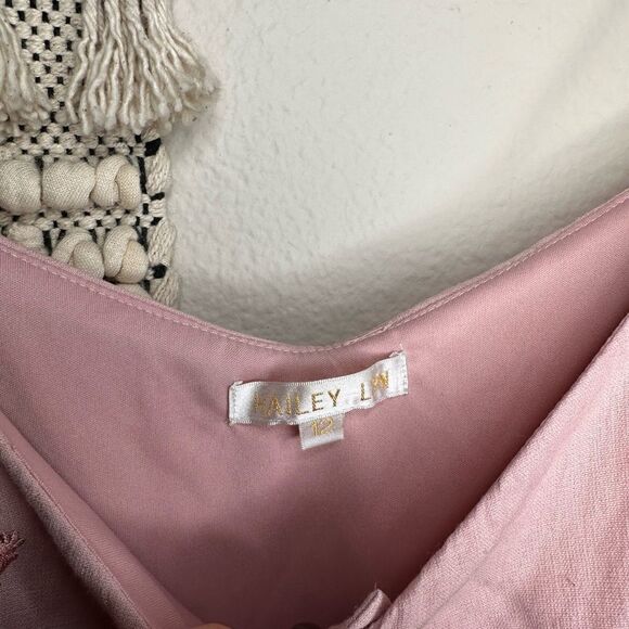 Hailey Lyn Dusky Pink Mauve button front embroidery Y2K style dress size 12 - Picture 4 of 6